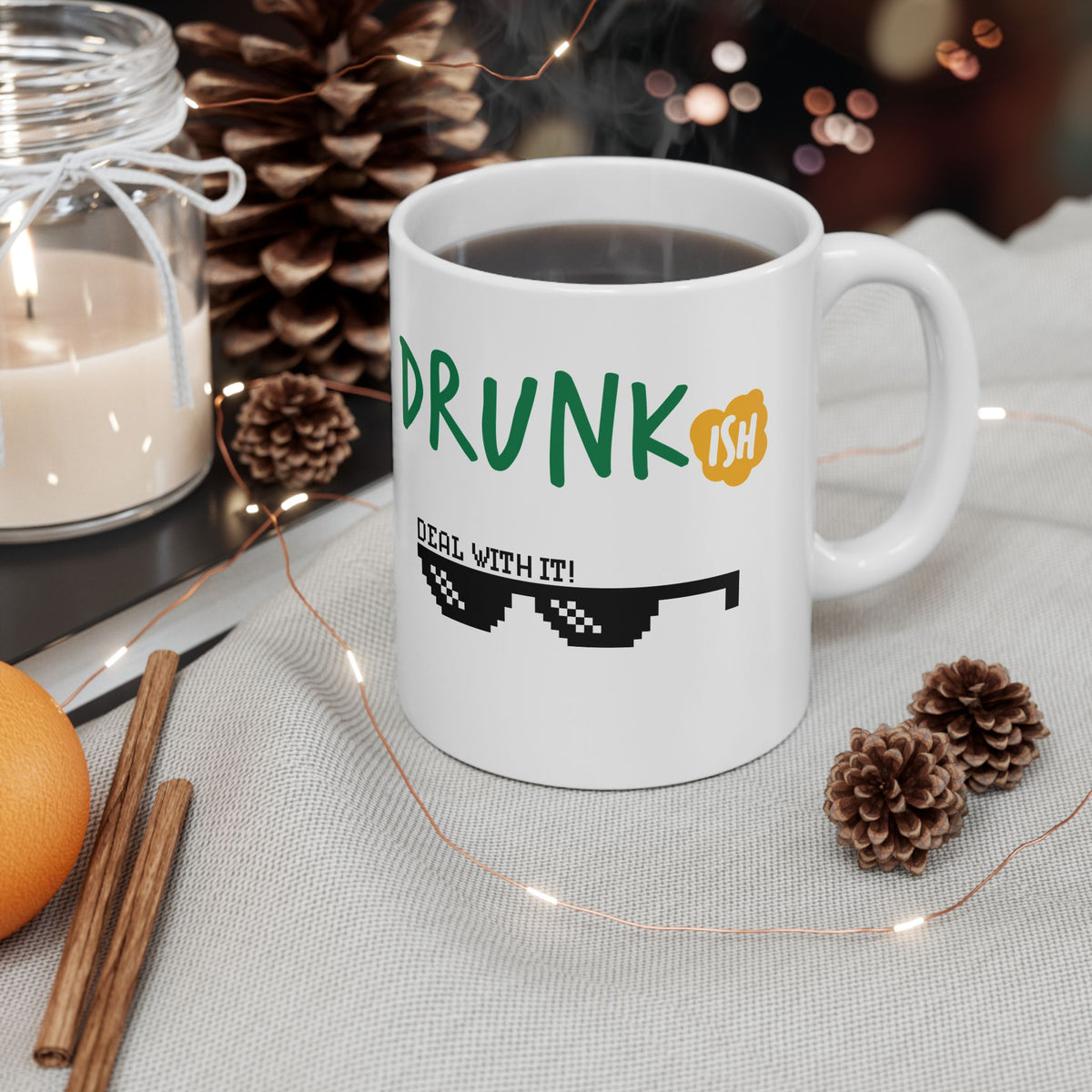 Drunkish Deal With It Socks Mug | Funny Drinking Humor Ceramic Mug